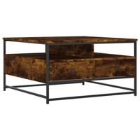 Salontafel 80x80x45 cm bewerkt hout gerookt eikenkleurig - thumbnail