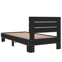 Bedframe bewerkt hout en metaal zwart 75x190 cm - thumbnail