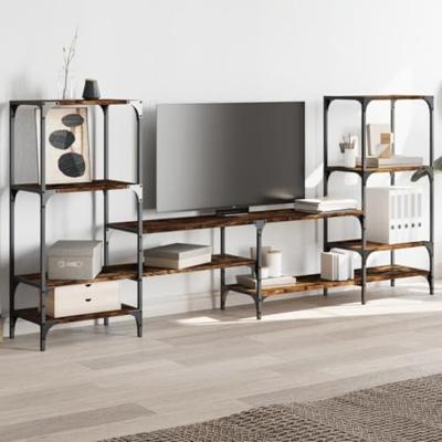 Tv-meubel 206,5x28,5x95 cm bewerkt hout gerookt eikenkleurig
