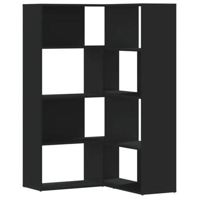 Boekenkast 4-laags hoek 85x85x140 cm bewerkt hout zwart