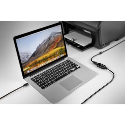 Renkforce RF-5067256 USB-kabel USB 2.0 USB-C stekker, USB-A bus 10.00 m Zwart Actief met signaalversterking, Vergulde steekcontacten