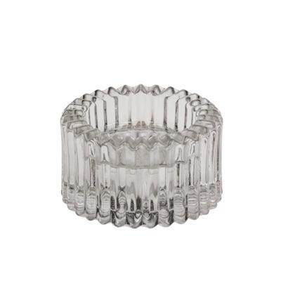 Housevitamin kaarsenhouder duo ribb rookglas grijs 8 cm | 24 stuks