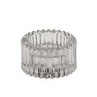 Housevitamin kaarsenhouder duo ribb rookglas grijs 8 cm | 24 stuks - thumbnail