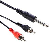 Monacor 0060360 Audio Adapterkabel [2x Cinch-stekker - 1x Jackplug male 6,3 mm (mono)] 3 m Zwart - thumbnail