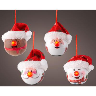 Kerstbal met kerstmuts LED 7x6,6x7,5cm