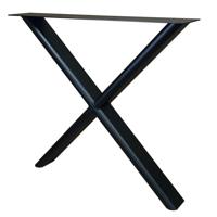 Premium stalen X tafelpoot ovale koker 75 bij 10 cm en hoogte 73 cm zwart (10 x 4 cm) - thumbnail