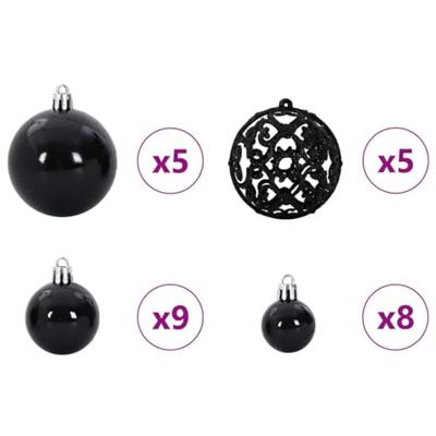 Kerstbal Set met 150 LED 61 pcs Zwart Kunststof - thumbnail