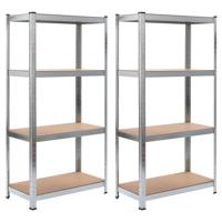 VidaXL Opbergrek 4-laags 2 st staal & bewerkt hout zilverkleurig - thumbnail