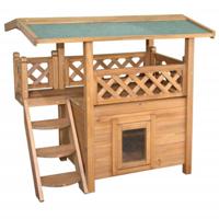 Kattenhuis - KERBL - Lodge - Hout - Bruin/Groen - 77 x 50 x 73 cm - thumbnail