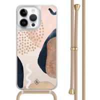 iPhone 14 Pro Max hoesje met beige koord - Abstract dots - thumbnail