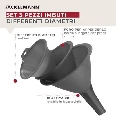 Fackelmann food&more trechter grijs set van 3