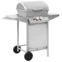 Gasbarbecue en grill met 2 kookzones roestvrij staal zilver - thumbnail