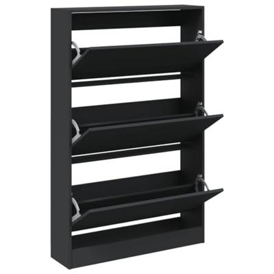 Schoenenkast 80x21x125,5 cm bewerkt hout zwart