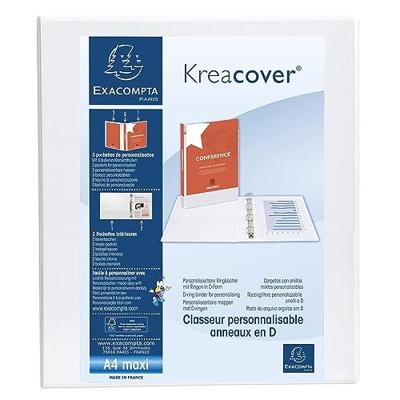 Exacompta Personaliseerbare ringmap Kreacover 4 ringen van 30 mm, rug van 4,4 cm, wit Exacompta Personaliseerbare ringmap Kreacover 4 ringen van 30 mm, rug van 4,4 cm, wit