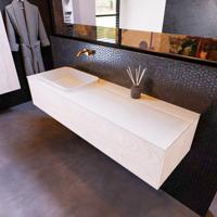 Badkamermeubelset Mondiaz Erin 150 cm met 1 Lade met RIDGE Wastafel Links Talc Zonder Kraangaten Greeploos Mat Underlayment - thumbnail