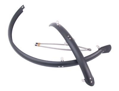 Spatbordset 28" 45 mm kunststof compleet met stangenset - mat zwart