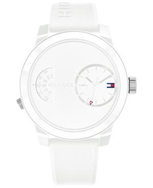 Tommy Hilfiger Herenhorlogemet witte siliconen band, 44 mm Tommy Hilfiger Herenhorlogemet witte siliconen band, 44 mm