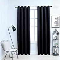 VidaXL Gordijn verduisterend met metalen ringen 2 st 140x245 cm zwart - thumbnail