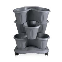 Bama Trifoglio Plantenbak met Wieltjes 40x51 cm Grijs - thumbnail