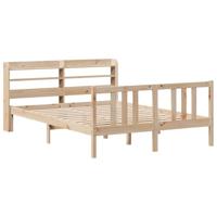 Bedframe met hoofdbord massief grenenhout 135x190 cm - thumbnail