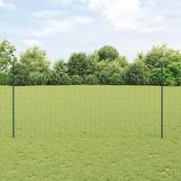 VidaXL Hek met paal groen 1,6 x 10 m staal en pvc - thumbnail