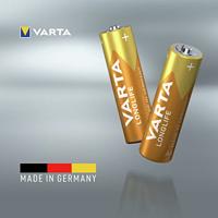 VARTA 4106101414 Longlife AA Mignon LR6 Batterij (verpakking met 4 stuks) Alkaline Batterijen – ideaal voor afstandsbediening radio wekker en klok - thumbnail