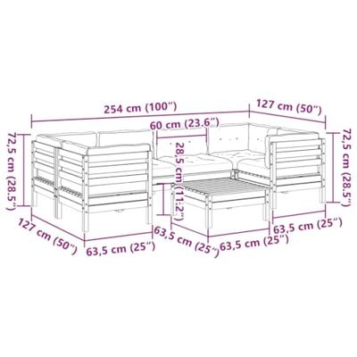 7-delige Loungeset met kussens massief douglas vurenhout