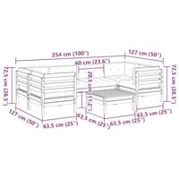 7-delige Loungeset met kussens massief douglas vurenhout - thumbnail