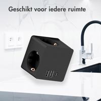 Accezz PowerCube 6-in-1 1x USB-C+2x USB-A+3x stopcontact 4000W Oplader Zwart - thumbnail
