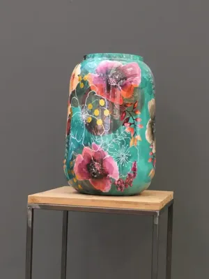 TS Collection bloempot blooming metaal 30x42cm smaragd