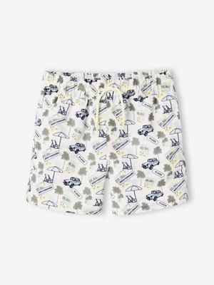 Bedrukte jongenszwemshort beige, bedrukt
