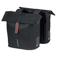 Basil city dubbele fietstas grijs, waterafstotend, geschikt voor e-bikes, reflecterend, 28-32l - thumbnail