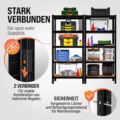 Stellingkast boutloos Zwart 180x90x40cm tot 875kg