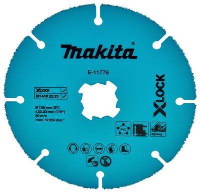 Makita Trennscheibe 125mm Uni.X-Lock E-11776 Doorslijpschijf recht 125 mm 1 stuk(s) Gipskarton, PVC, Vezelcement, Kunststof