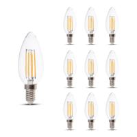 V-TAC Set van 10 E14 LED Dimbare Filament Lampen - 4 Watt & 400 Lumen - 3000K Warm witte lichtkleur - 300° stralingshoek - 20.000 branduren geschikt voor E14 fittingen - thumbnail