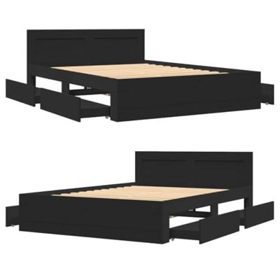 Bedframe met hoofdeinde zonder matras 140x200 cm zwart