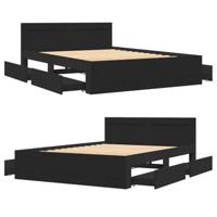 Bedframe met hoofdeinde zonder matras 140x200 cm zwart - thumbnail
