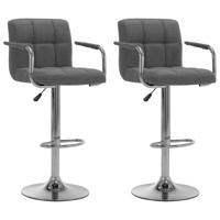 VidaXL Barstoelen 2 st stof lichtgrijs - thumbnail
