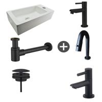 Fonteinpack Rhea Rechts Keramiek 36x18x9 cm Mat Zwart (Keuze uit 4 kranen) - thumbnail
