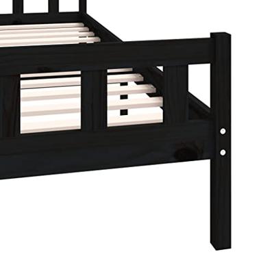Bedframe massief hout zwart 160x200 cm - thumbnail