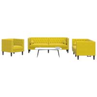 3-delige Loungeset Chesterfield met bolsters fluweel geel - thumbnail