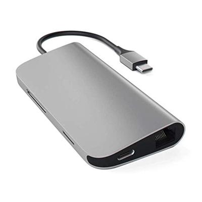 SATECHI Aluminium Multipoort Adapter 4K HDMI, USB-C Pass-Through, Gigabit Ethernet, SD/Micro Kaartlezers, USB 3.0 - Voor M2/ M1 Macbook Pro/Air, M2/ M1 iPad Pro/Air, M2 Mac Mini (Spacegrijs)