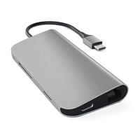 SATECHI Aluminium Multipoort Adapter 4K HDMI, USB-C Pass-Through, Gigabit Ethernet, SD/Micro Kaartlezers, USB 3.0 - Voor M2/ M1 Macbook Pro/Air, M2/ M1 iPad Pro/Air, M2 Mac Mini (Spacegrijs) - thumbnail
