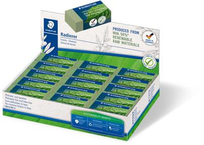 Staedtler gum Eco, olijfgroen, ft 43 x 19 x 13 mm Staedtler gum Eco, olijfgroen, ft 43 x 19 x 13 mm
