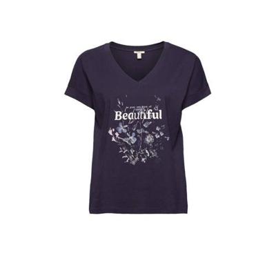edc Women T-shirt van biologisch katoen donkerblauw edc Women T-shirt van biologisch katoen donkerblauw