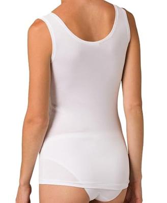 Singlet hemd dames - Katoen - Carola - onderhemd - Zonder zijnaden - hemdjes dames Brede bandjes - wit