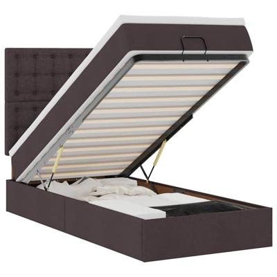 Ottoman bed met matras 90x190cm stof donkerbruin - thumbnail