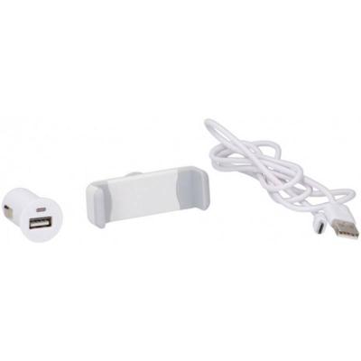 All-Ride Losse USB Autolader Met Micro USB Kabel & Telefoonhouder - Wit All-Ride Losse USB Autolader Met Micro USB Kabel & Telefoonhouder - Wit