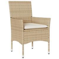9-delige Tuinset met kussens poly rattan en glas beige - thumbnail