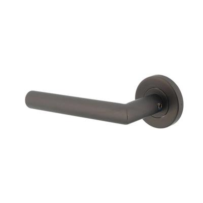 Gatdeel links Hoek 90° op geveerde stalen rozet met nokken ø53x8mm rvs antraciet-grijs